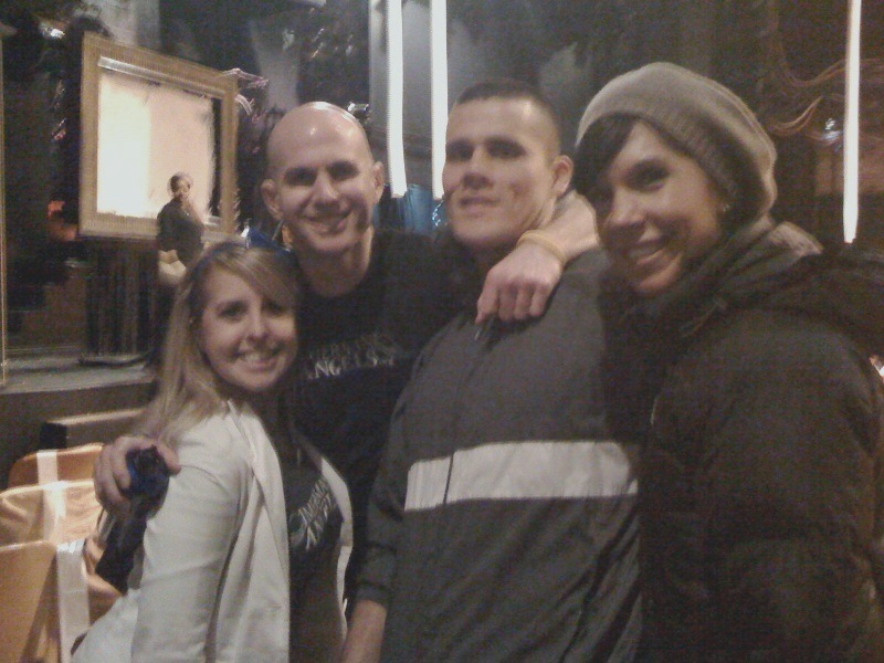 Blue Man A blurry iPhone pic of me and my friends Jonny Imerman, Anthony Knierim and Sarah Swanson